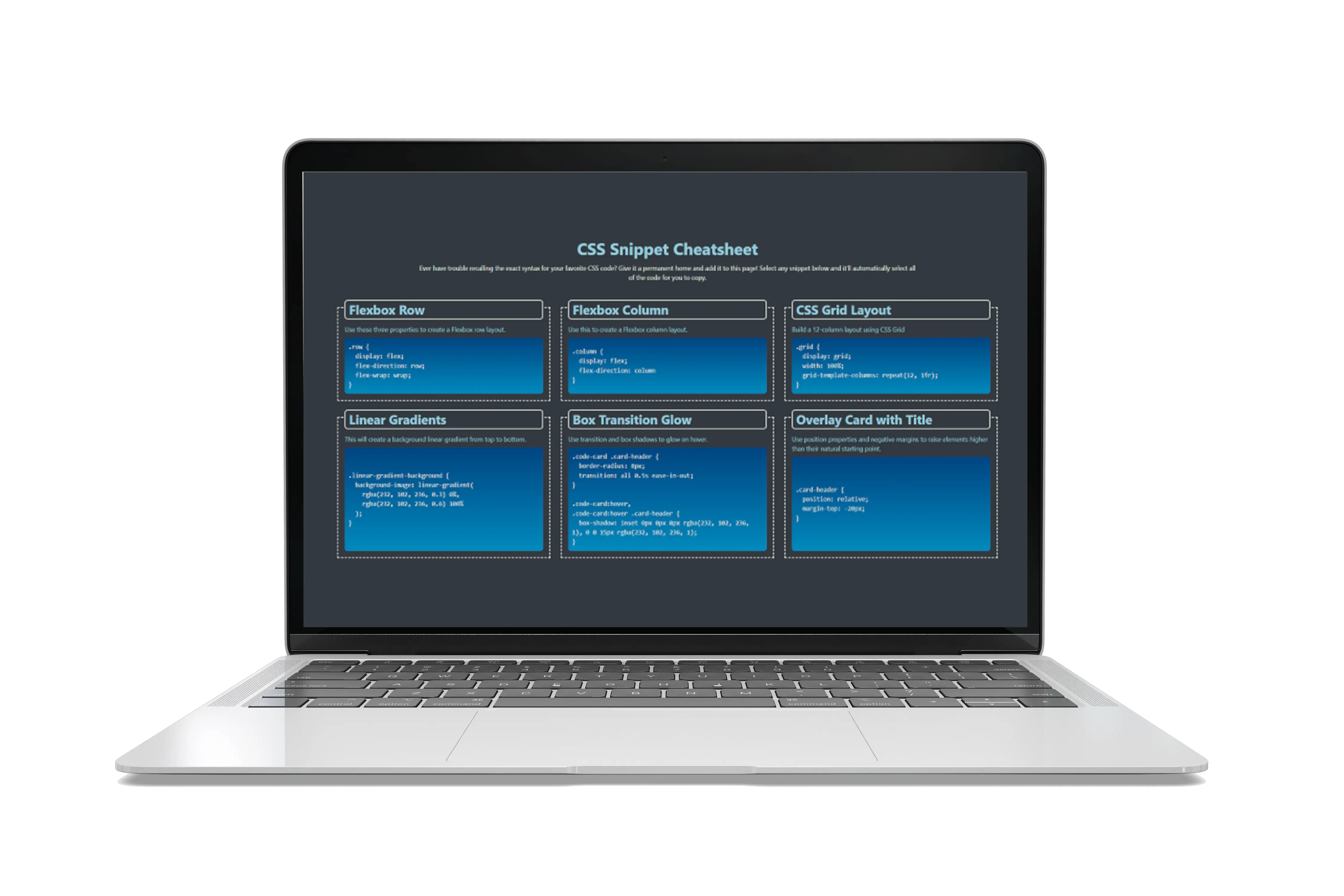 screenshot of ccs cheatsheet displayed on a macbook screen