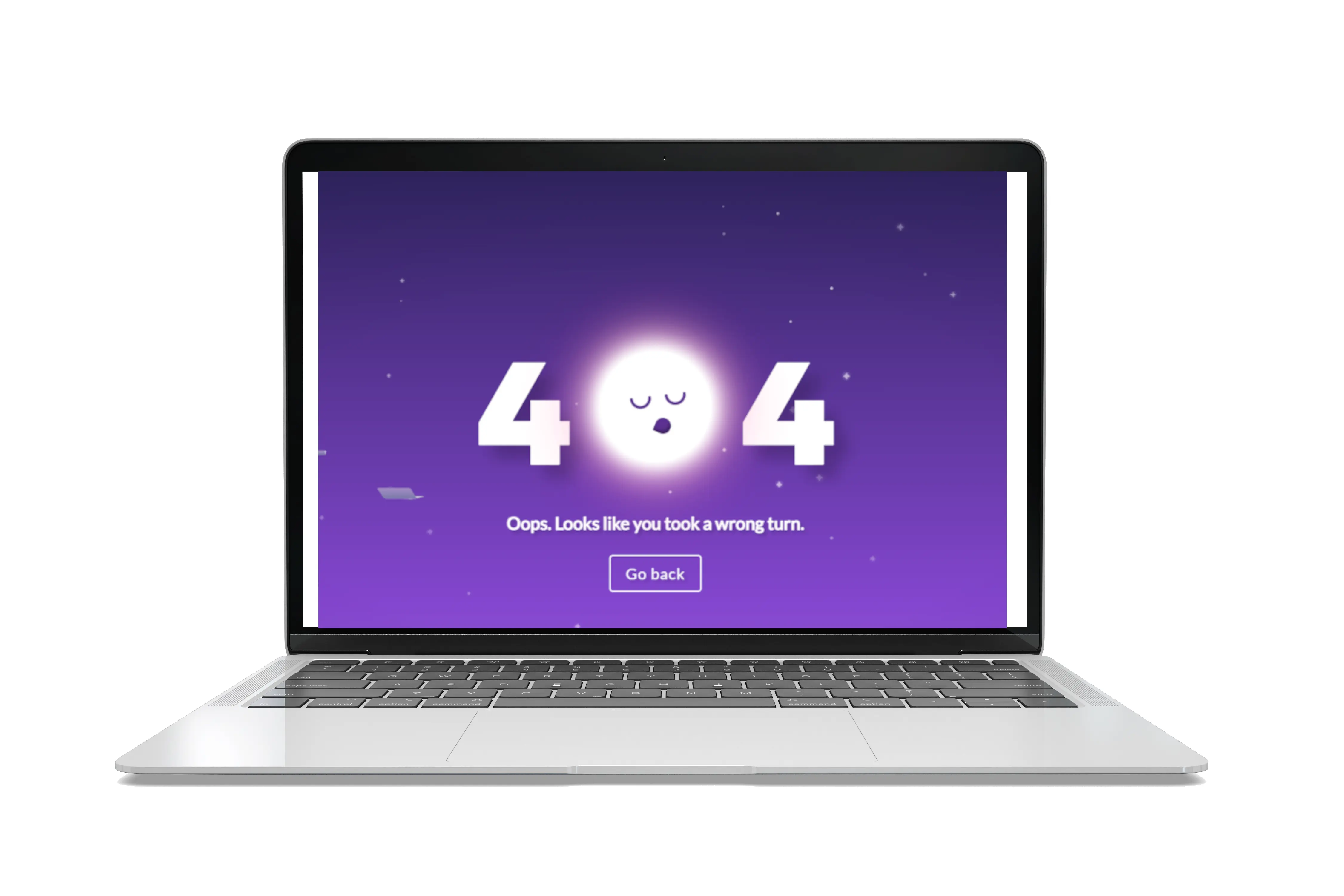 screenshot of a 404 page in the style of a moon for the 0. displayed on a macbook screen