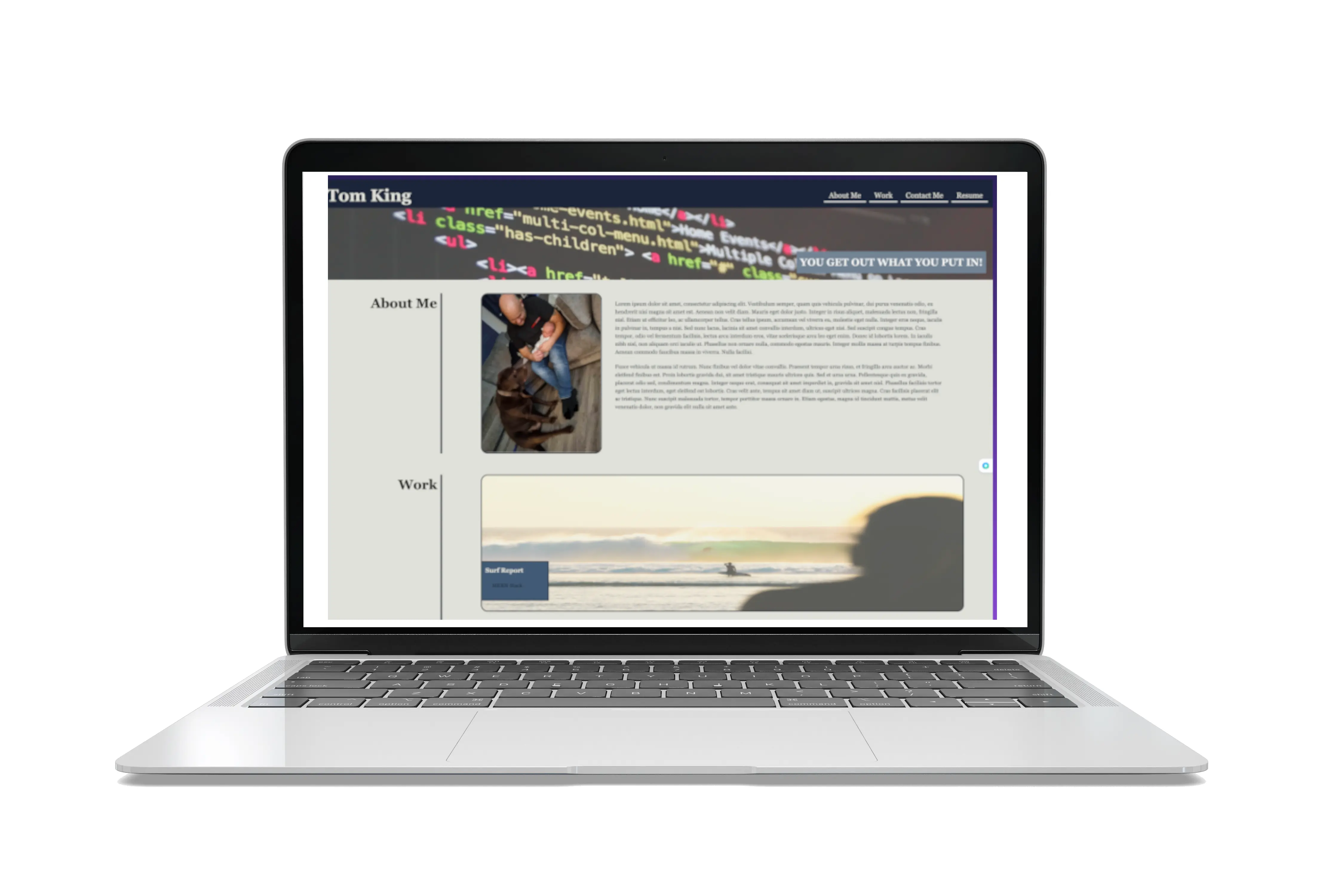 screenshot of portfolio project displayed on a macbook screen